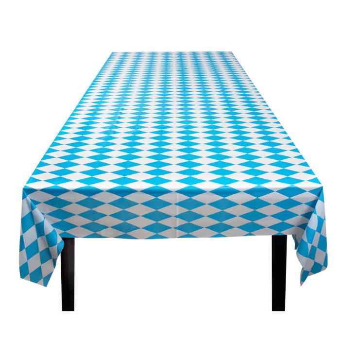 Oktoberfest Plastik Dug i Blå Hvid Tern 130x180 cm