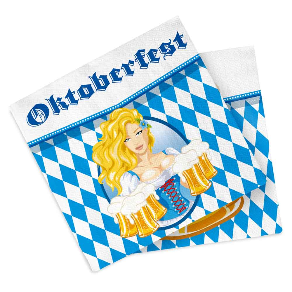 Oktoberfest Servietter med Heidi og Øl – 20 Stk Festpynt