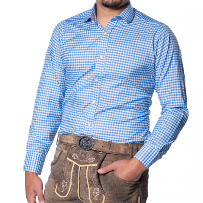Oktoberfest Tyroler Skjorte Lyseblå Leopold Deluxe