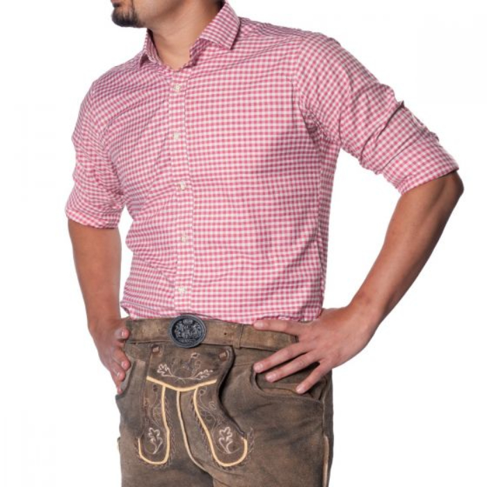 Oktoberfest Tyroler Skjorte i Lys Pink - Festlig Stil!