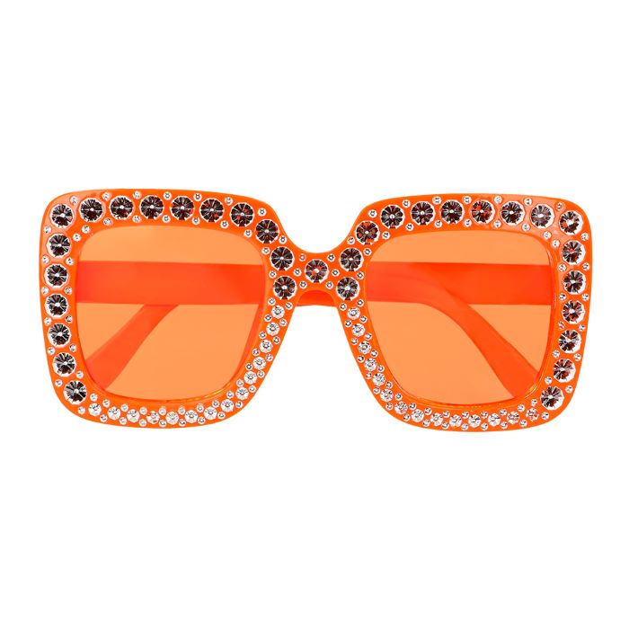 Orange Disko Briller Med Bling