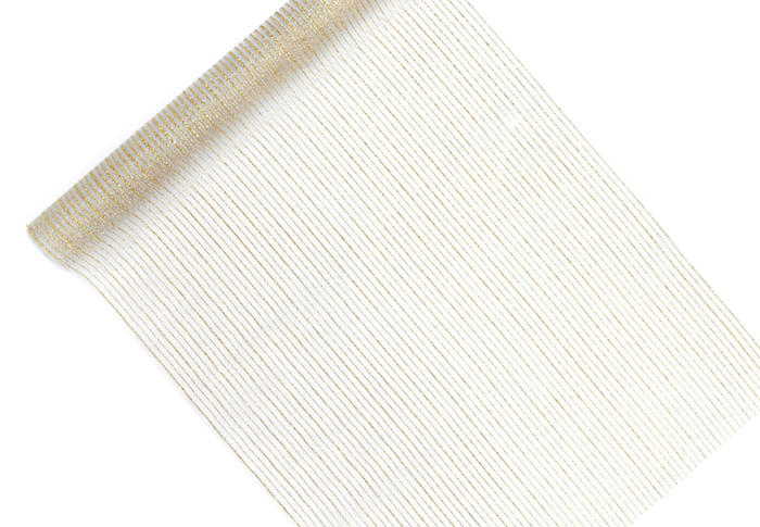 Organza Bordløber   Guld Striber   Meter