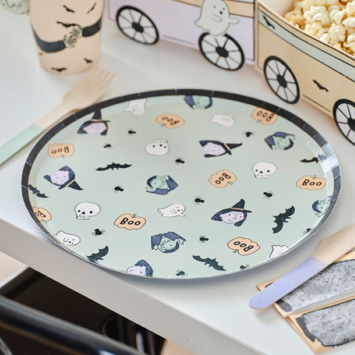 Pap Tallerkner til Halloween - 8 stk. Ø 22 cm