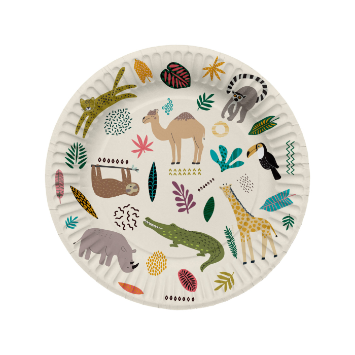 Zoo Motiver Paptallerkener 8 stk. - 23 cm til Festen!