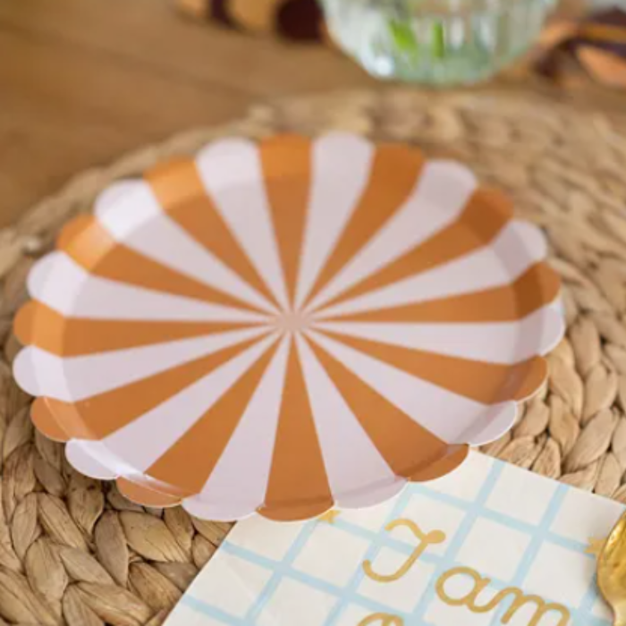 Paptallerkner Med Brune Striber 6x 21