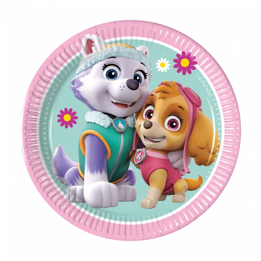 Paw Patrol Kagetallerkner med Skye og Everest – 8 stk.