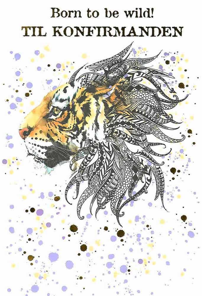 Farverigt Penge Telegram til Konfirmation – Tiger Design