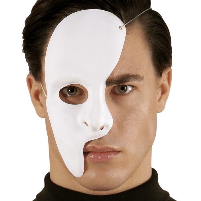 Phantom Halvmaske i Hvid - Perfekt til Fest!