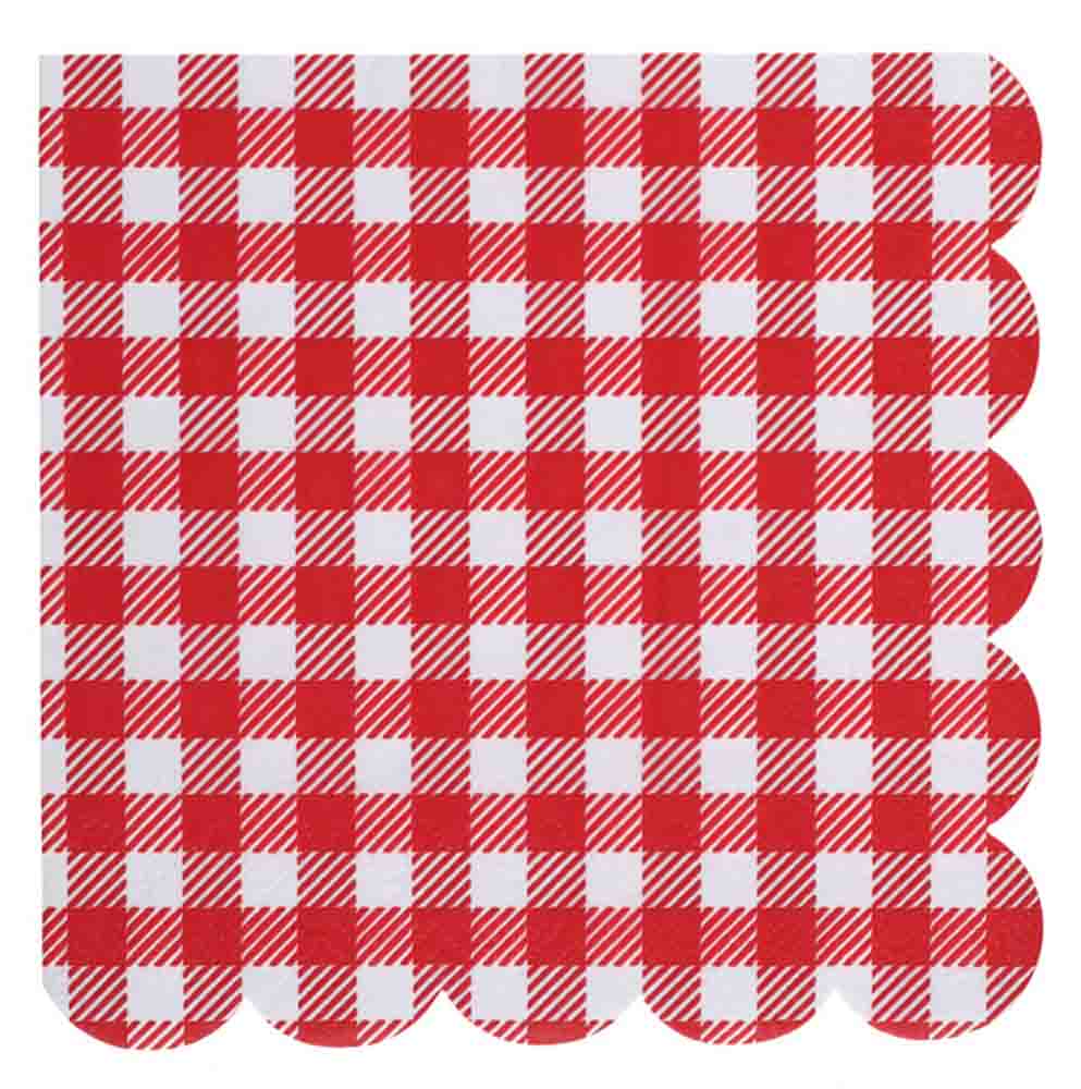 Røde og Hvide Ternede Picnic Servietter – 20 Stk. til Fest