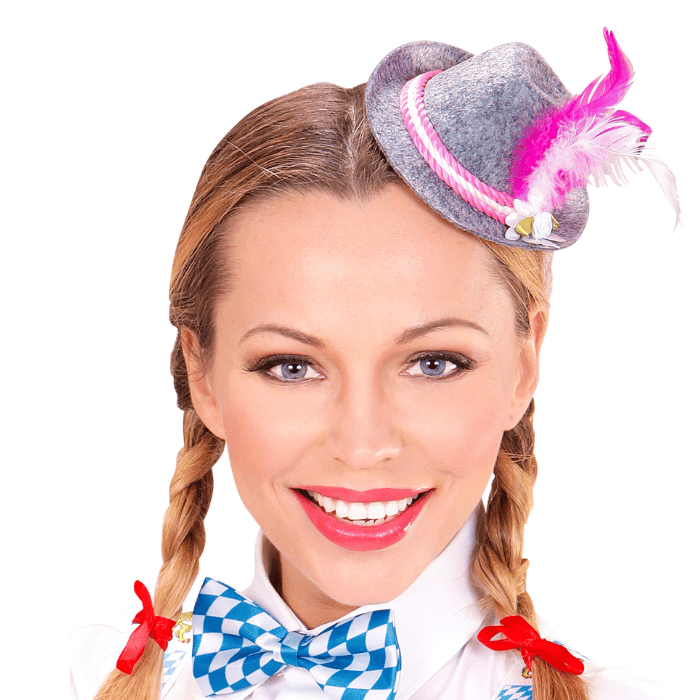 Mini Tyrolerhat i Pink og Grå - Festlighed til Alle Anledninger