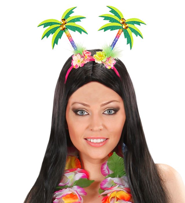 Pink Hawaii Hårbøjle med Farverige Palmer til Festen
