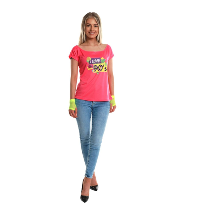 Pink I Love The 90 T-shirt - Fantastisk tilbud!