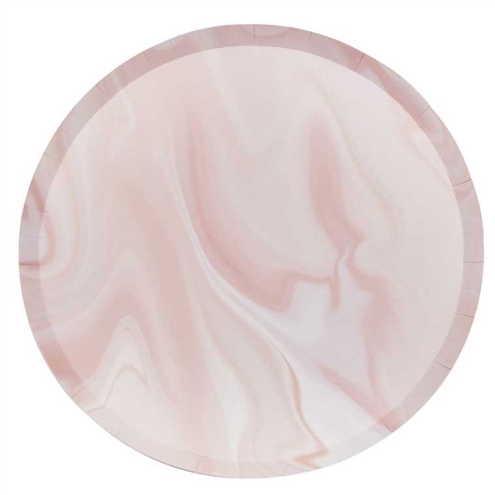 Elegant Pink Marmoreret Tallerkner - 8 stk. til Fest