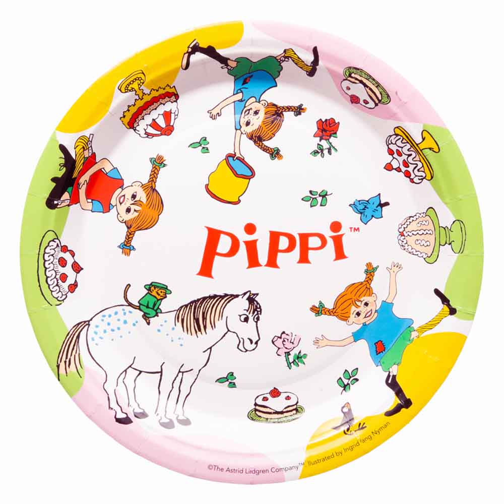 Pippi Langstrømpe Paptallerkner til Fest og Fødselsdag