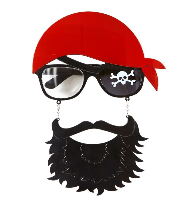 Piratbriller med Skæg og Bandana til Temafest - Uforglemmelig!