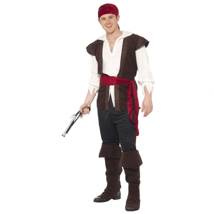 Piratkostume i Brun og Hvid – Fantastisk Tilbud!