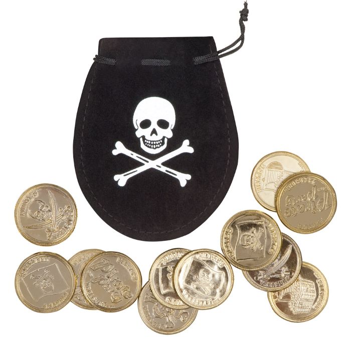Piratpose med 12 guldmønter til temafest - Uundgåelig sjov!