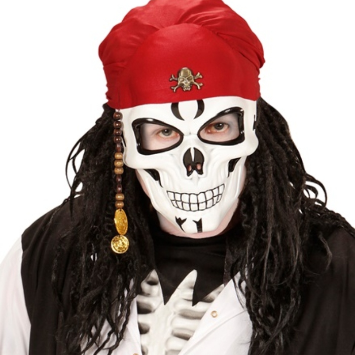 Pirat Skelet Maske med Rød Bandana - Klar til Fest!