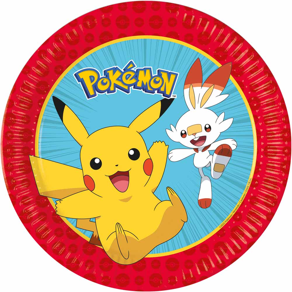 Pokémon Fødselsdag Paptallerkner - 8 Stk til Festen