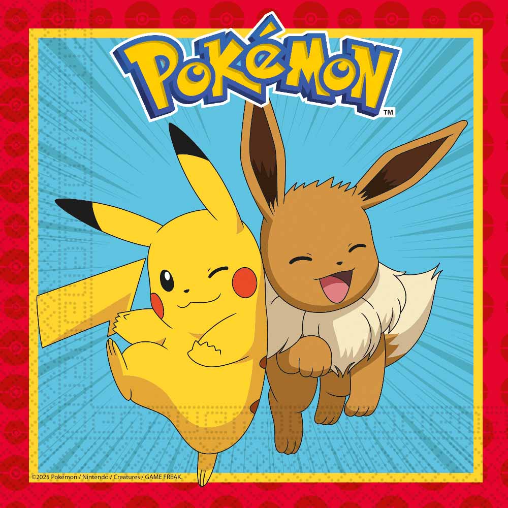 Pokémon Servietter - 20 stk. til Børnefødselsdag og Fest