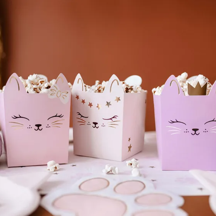 Popcornbægere Med Katte Motiv 3x 10x14