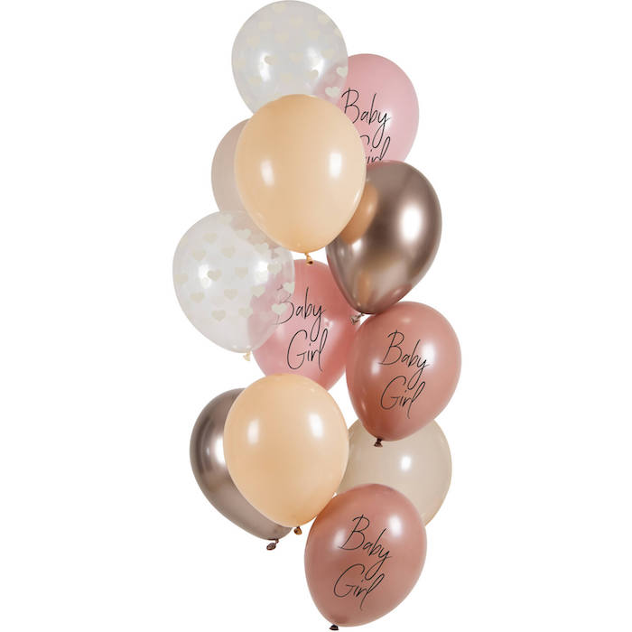 "Pink Baby Girl Balloner - 12 Stk til Festlige Anledninger"