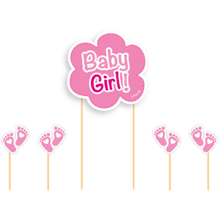 Baby Girl Kagedekoration Pink 5x til Festen