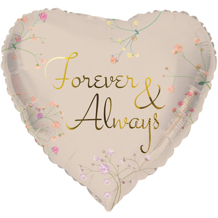 "Forever & Always Hjerteformet Folieballon 45 cm"