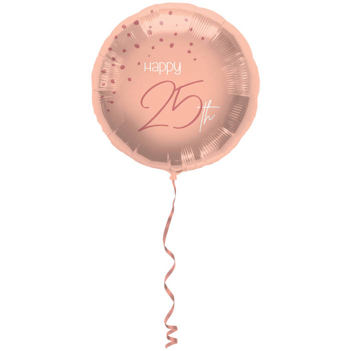 Rosa Folie Ballon - 'Happy 25th' til Fødselsdagsparty