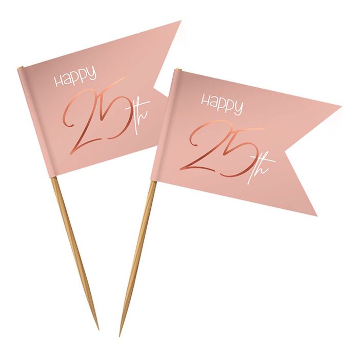 "Happy 25th Fødselsdag Træpinde Rosa - 36 stk."