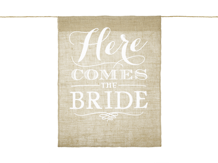 "Here Comes The Bride" Skilt til Bryllup - 41 x 51 cm