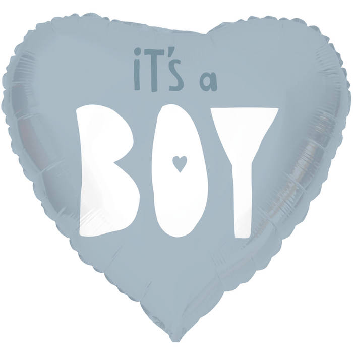 "It’s A Boy" Blå Hjerteballon - Perfekt til Baby Shower