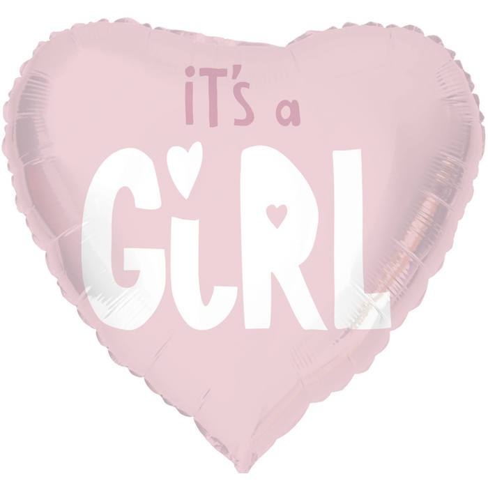 "It’s A Girl" Hjerteformet Folieballon i Pink 45 cm