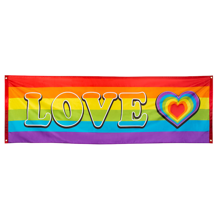 "Farverigt 'Love' Regnbuebanner til festlige anledninger"
