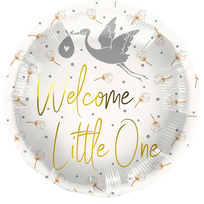 "Velkommen Lille Ven" Hvid Folie Ballon - Festdekor til Babyshowers