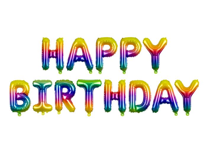 Regnbue Happy Birthday Folieballoner til Festen