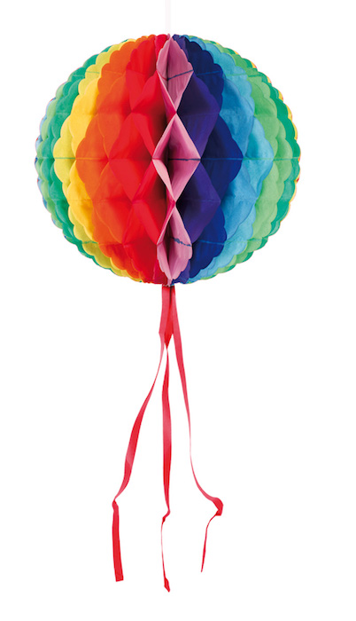 Regnbue Multifarvet Rund Honeycomb - 30 cm til Fest
