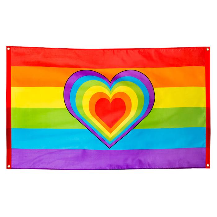 Regnbuebanner med Hjerte – Festlig Dekoration 90x150 cm