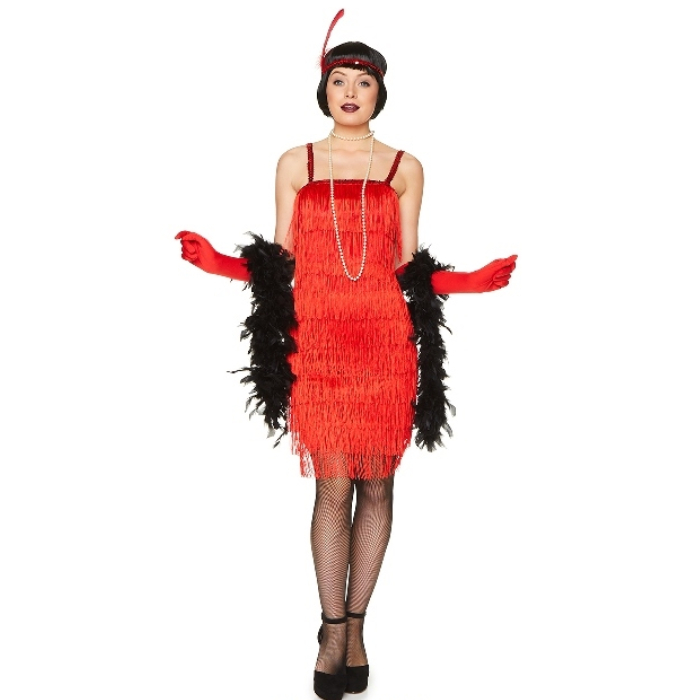Retro 1920 Rød Flapper Kostume til Festlige Begivenheder