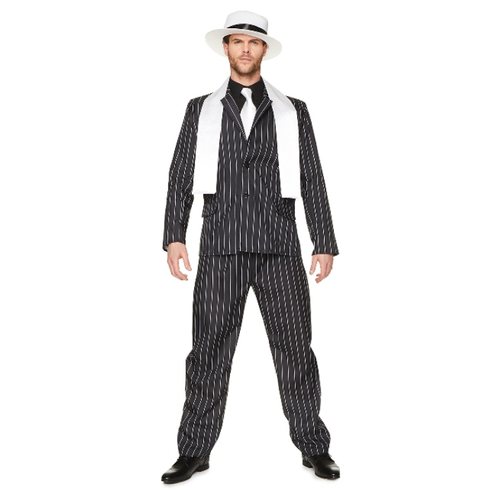 Retro Sort Gangster Boss Kostume - Ideelt til Fest!