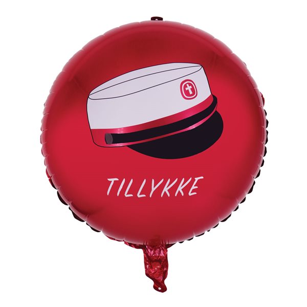 Rød Hue Tillykke Folieballon – Perfekt til Dimission!