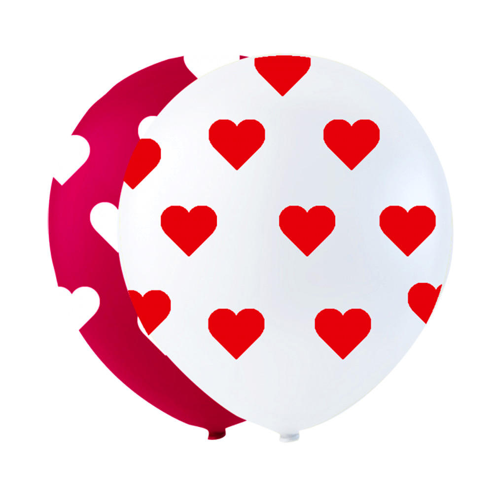Røde og Hvide Hjerteballoner til Valentinsdag – 8 Stk