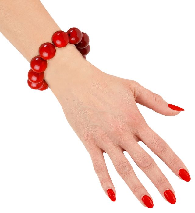 Rødt 70'er Perle Armbånd til Temafest - Fantastisk Fund!