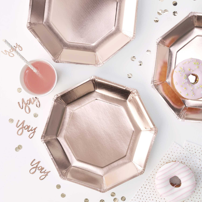 Rose Gold Tallerkner - 8 stk. til festlig borddækning