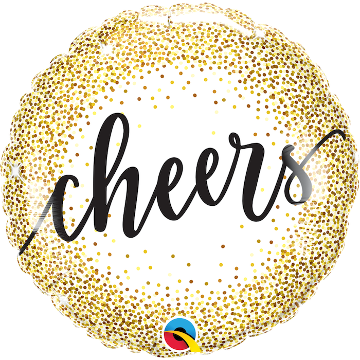 Rund Guld Prikkede Cheers Folie Ballon 45