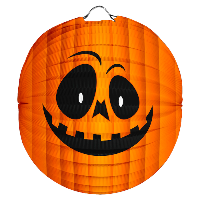 Rund Orange Græskar Lanterne til Halloween Fest 22 cm