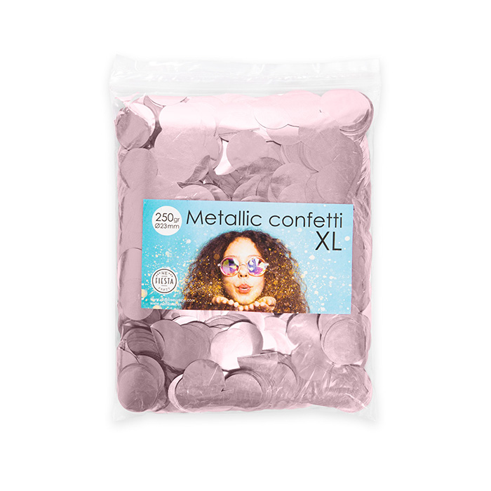 Rundt Metallisk Pink Konfetti 250 Gram til Festen
