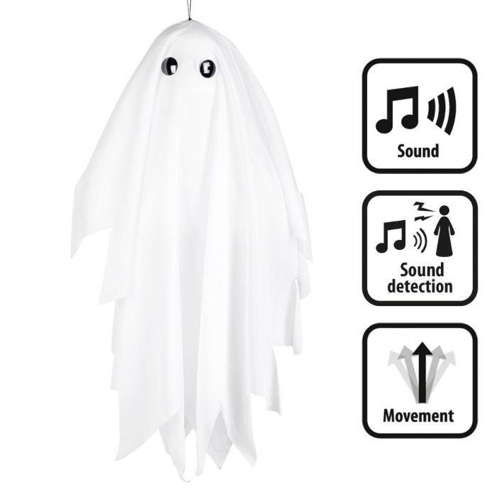 Rystende Halloween Spøgelse med Lyd til Ophæng - 48 cm