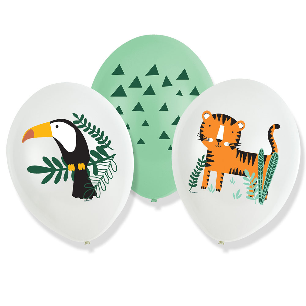 Safari Fødselsdagsballoner – 6 Farverige Latex Balloner