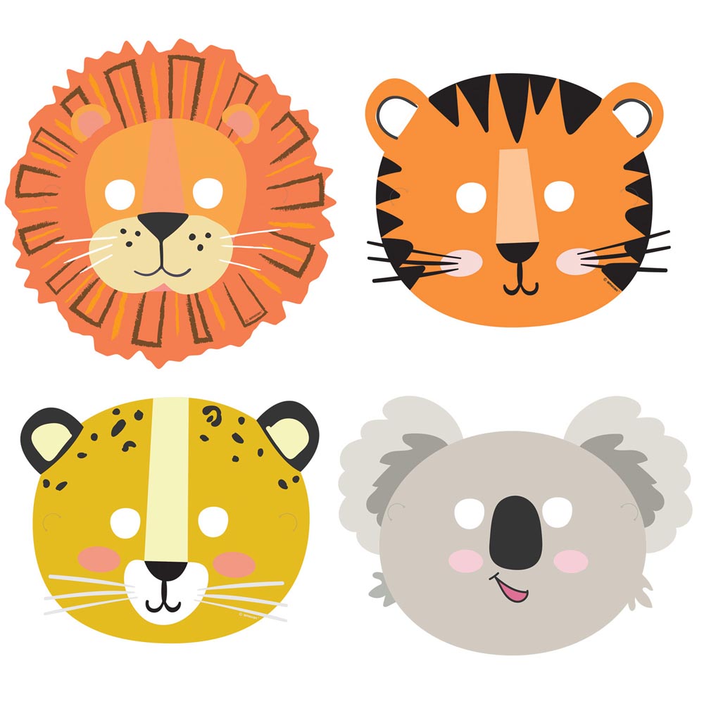 Safari Papmasker – 8 Dyremotiver til Festlige Stunder!